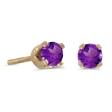 Certified 3 mm Petite Round Amethyst Stud Earrings in 14k Yellow Gold