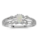 Certified 10k White Gold Oval Opal Ring