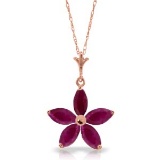 14K Solid Rose Gold Necklace with Natural rubyes