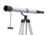 Floor Standing Oil Rubbed Bronze/White Leather Galileo Telescope 65in.