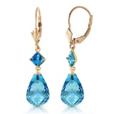 11 Carat 14K Solid Gold Broadway Blue Topaz Earrings