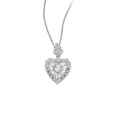 Certified 14K White Gold Vintage Inspired Diamond Heart Pendant (.38 carat)
