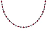 3.48 Ctw SI2/I1 Ruby And Diamond 14K White Gold Necklace