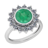 2.87 Ctw VS/SI1 Emerald And Diamond 14K White Gold Vintage Style Ring