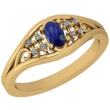 0.41 Ctw I2/I3 Blue Sapphire And Diamond 14K Yellow Gold Ring