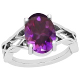 2.50 Ctw Amethyst 10K White Gold Solitaire Ring