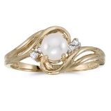 Certified 14k Yellow Gold Pearl And Diamond Ring