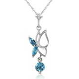 0.4 CTW 14K Solid Gold High And Mighty Blue Topaz Necklace