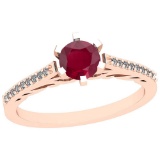 0.66 Ctw Ruby And Diamond I2/I3 14K Rose Gold Vintage Style Ring