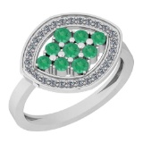 0.62 Ctw VS/SI1 Emerald And Diamond Platinum Ring