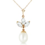 4.75 Carat 14K Solid Gold Necklace pearl Green Amethyst