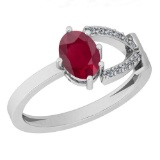 0.82 Ctw Ruby And Diamond I2/I3 14K White Gold Vintage Style Ring