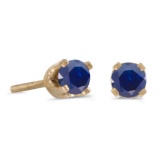 Certified 3 mm Petite Round Sapphire Stud Earrings in 14k Yellow Gold