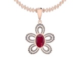 3.30 Ctw Ruby And Diamond SI2/I1 14K Rose Gold Pendant