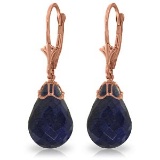 14K Solid Rose Gold Leverback Earrings with Briolette Sapphires