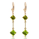 3.75 Carat 14K Solid Gold Leverback Earrings Peridot