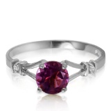 0.92 CTW 14K Solid White Gold Good Winner Amethyst Diamond Ring