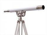 Floor Standing Chrome With White Leather Anchormaster Telescope 65in.