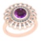 1.49 Ctw Amethyst And Diamond I2/I3 10K Rose Gold Vintage Style Ring