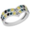 0.86 Ctw SI2/I1 Treated Fancy Black ,Yellow,Blue,White Diamond 14K White Gold Ring