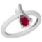 0.54 Ctw Ruby And Diamond I2/I3 14K White Gold Vintage Style Ring