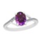 1.37 Ctw Amethyst And Diamond I2/I3 14K White Gold Vintage Style Ring