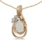 Certified 14k Yellow Gold Oval Opal And Diamond Teardrop Pendant