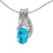 Certified 14k White Gold Oval Blue Topaz And Diamond Pendant