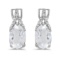 Certified 14k White Gold Oval White Topaz And Diamond Earrings