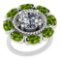 5.00 Ctw I2/I3 Peridot And Diamond 10K White Gold Vintage Style Ring