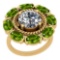 5.00Ctw I2/I3 Peridot And Diamond 10K Yellow Gold Vintage Style Ring