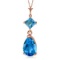 2 Carat 14K Solid Rose Gold Laughter Blue Topaz Necklace