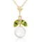 2.2 Carat 14K Solid Gold Necklace Natural pearl Peridot