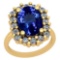 5.05 Ctw VS/SI1 Tanzanite And Diamond Platinum 14K Yellow Gold Plated Ring