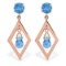 2.4 CTW 14K Solid Rose Gold Blue Topaz Dangling Earrings