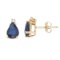 Certified 14k Yellow Gold Pear Shape Sapphire And Diamond Earrings