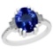 3.35 Ctw VS/SI1 Tanzanite And Diamond Platinum Vintage Style Ring