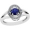 0.74 Ctw Blue Sapphire And Diamond I2/I3 14K White Gold Vintage Style Ring