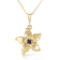 0.1 Carat 14K Solid Gold Flower Necklace Natural Sapphire