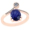 3.45 CtwBlue Sapphire And Diamond I2/I3 10K Rose Gold Vintage Style Ring