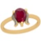 0.80 Ctw Ruby And Diamond I2/I3 14K Yellow Gold Vintage Style Ring