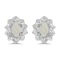 Certified 10k White Gold 5x3 mm Genuine Opal And Diamond Earrings