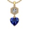 3.66 Ctw SI2/I1 Tanzanite And Diamond Platinum 14K Yellow Gold Plated Pandant