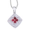 Certified 14k White Gold Ruby and Diamond Filigree Pendant