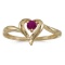 Certified 14k Yellow Gold Round Ruby Heart Ring 0.24 CTW