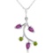 0.95 Carat 14K Solid White Gold Done It All Amethyst Peridot Necklace