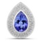 5.39 Carat Genuine Tanzanite and White Diamond 14K White Gold Pendant