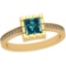 0.77 Ctw I2/I3 Treated Fancy Blue And White Diamond Platinum 14K Yellow Gold Plated Ring
