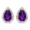 Certified 10k Yellow Gold Pear Amethyst And Diamond Earrings 0.88 CTW