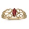 Certified 10k Yellow Gold Marquise Garnet Filagree Ring